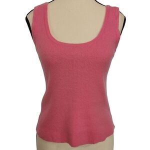Elie Tahari Merino Wool Ribbed Bubblegum Pink Tank Top - Sz XL (M)